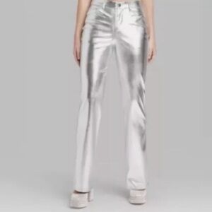 Wild Fable High-Rise Metallic Flare Pants size 14 - Silver - NEW